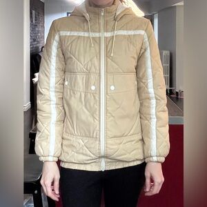 Tan Bomber Jacket with White Accents